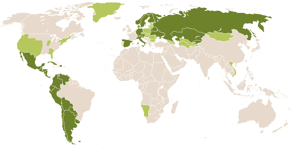 world popularity of Albina