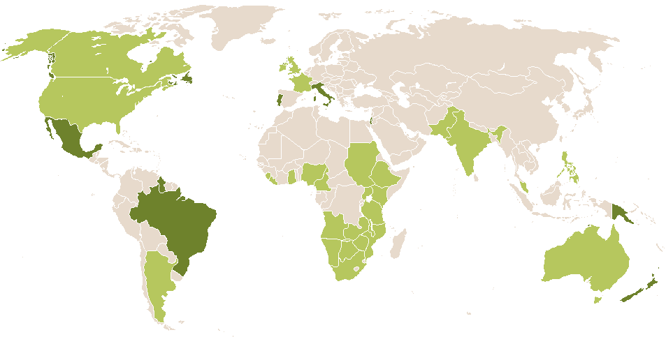 world popularity of Adina