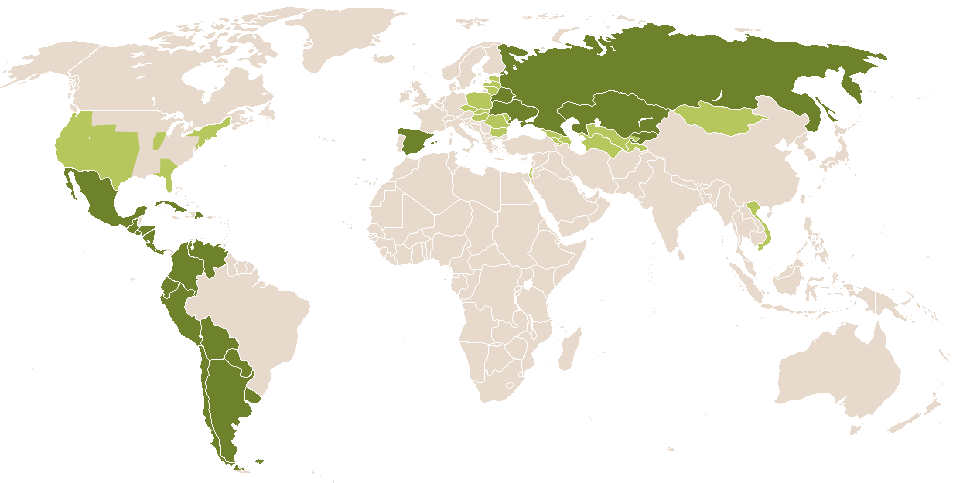 world popularity of Iraida